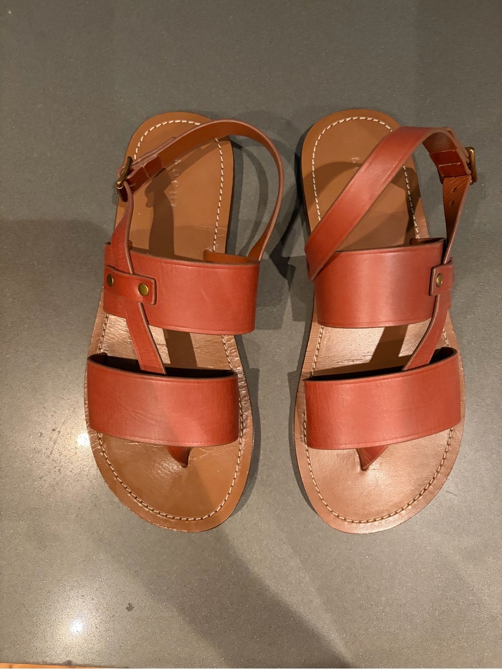 Women's Tan Leather Double-Strap Sandals -Like NEW